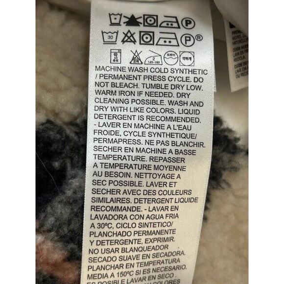 Levi's Womens Trucker Jacket Ex-Boyfriend All Over Sherpa Plaid Beige Size S NWT - Picture 7 of 12